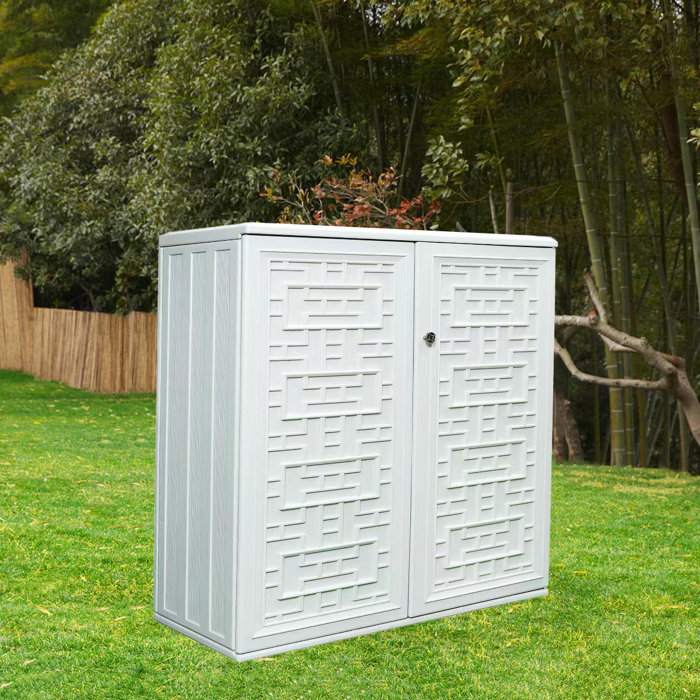 KINYING Resin Horizontal Storage Shed 60 Gallon Outdoor & Indoor